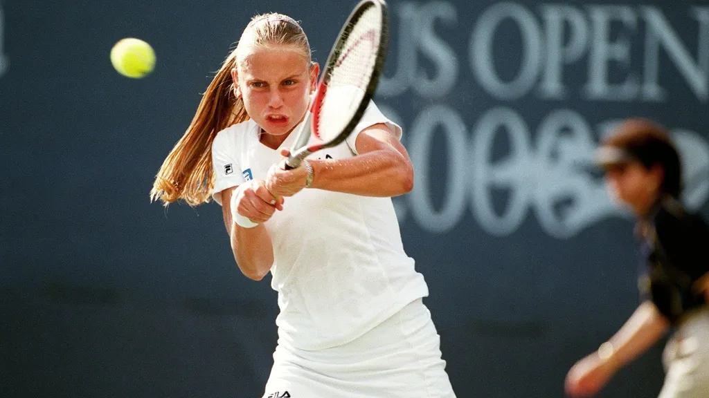 Jelena Dokic on court as a child