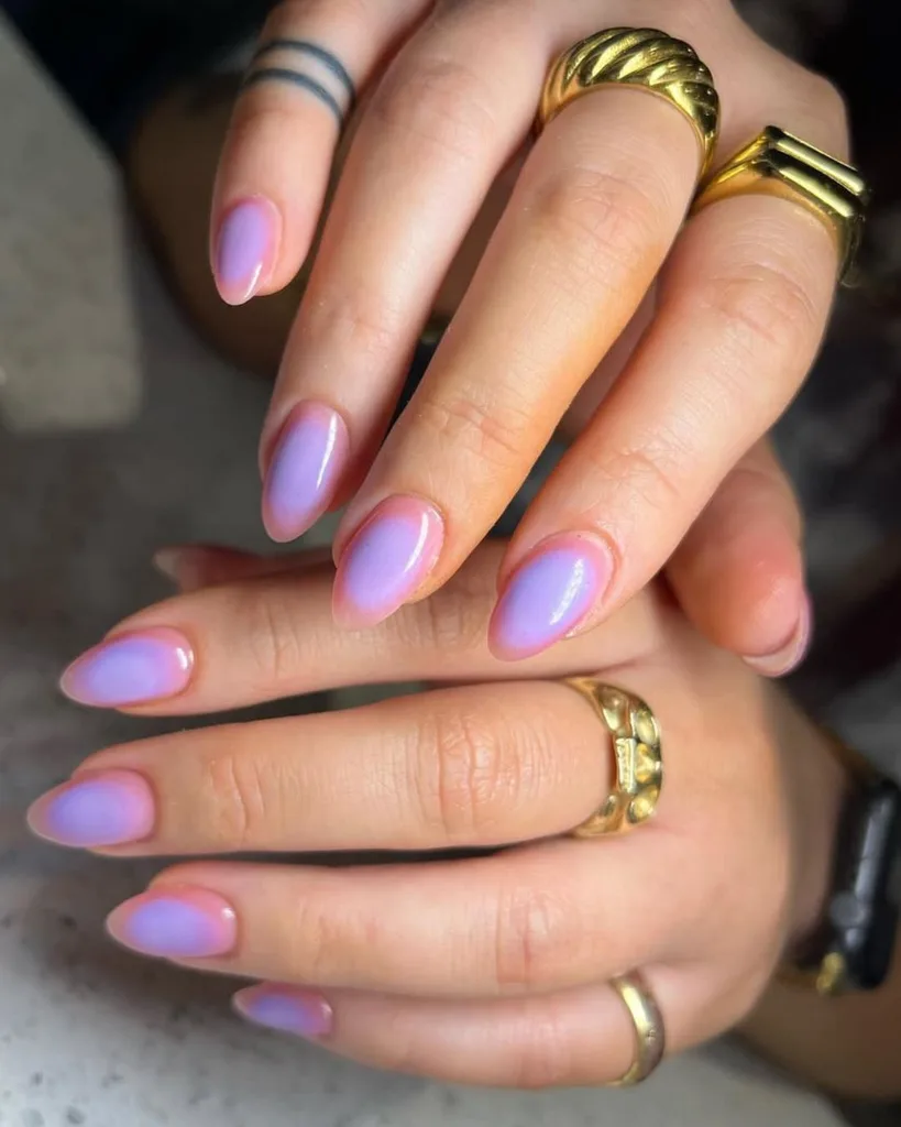 Aura lavender milk nails