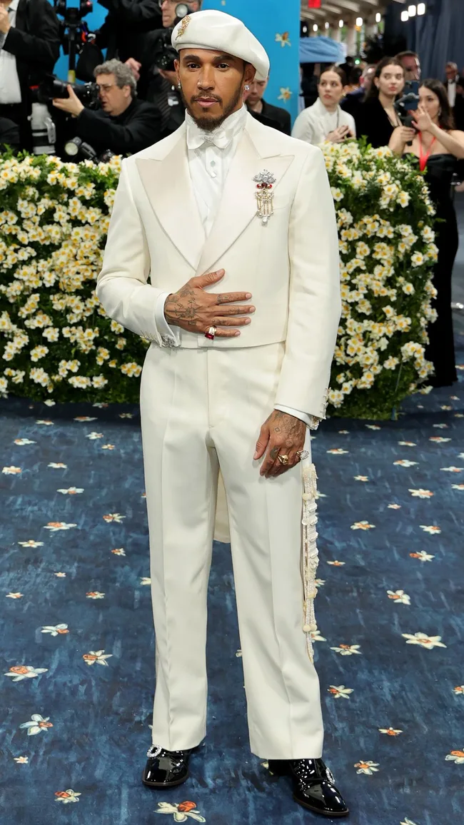 Lewis Hamilton arrives at the 2025 met gala