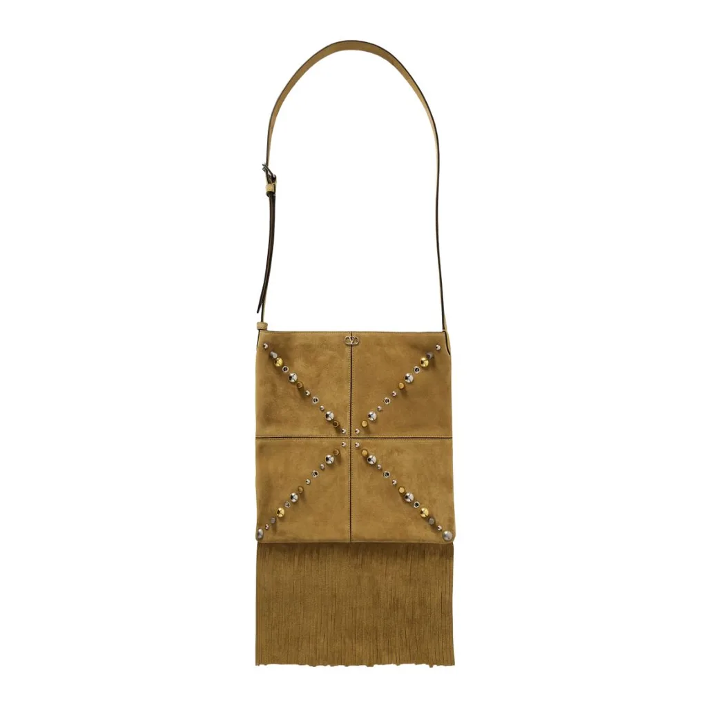 Valentino Garavani, Nellcote Fringed Studded Shoulder Bag