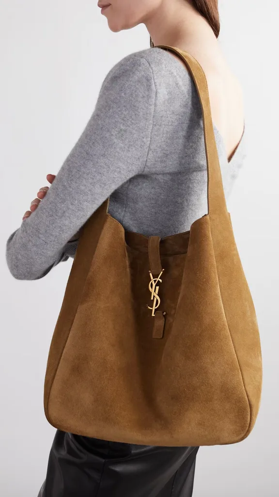 Saint Laurent, Le 5 à 7 Supple Large Suede Shoulder Bag in tan