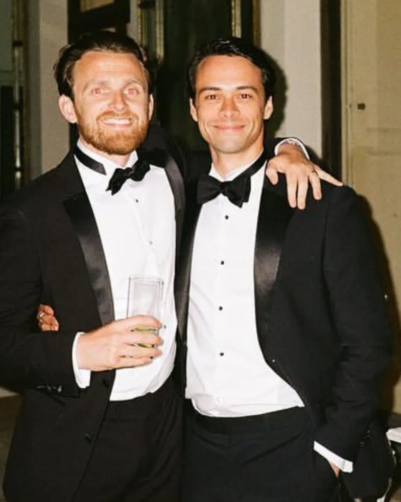 Adam Long wearing a tuxedo at a wedding