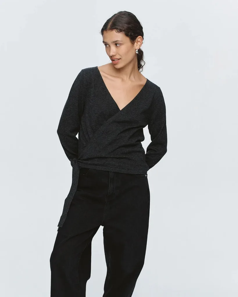 Model wearing Marle V-neck top