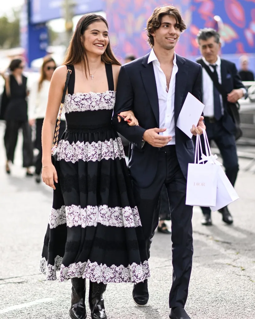 Emma Raducanu attending a Dior show at Paris Fashion Week with ex-boyfriend Carlo Agostinelli