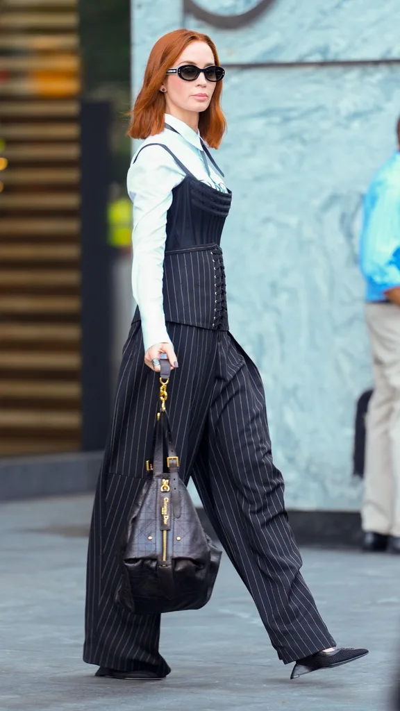 Emily Blunt filming Devil Wears Prada 2