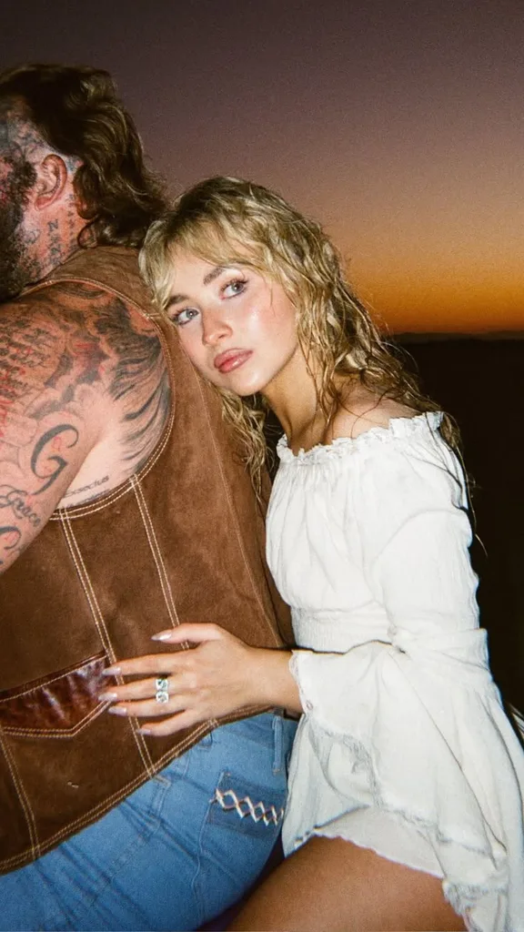 Sabrina Carpenter on a motorbike