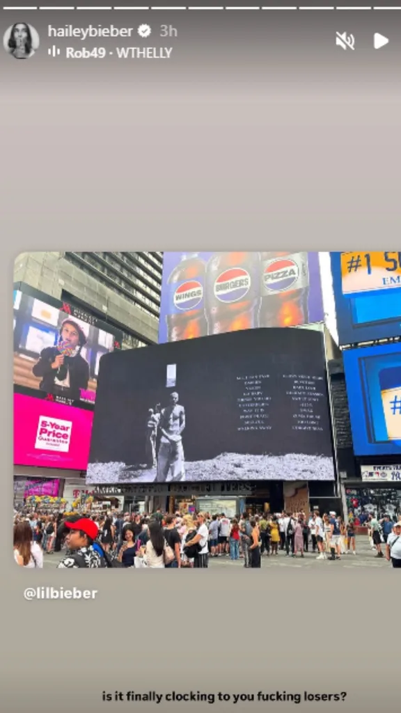 Hailey Beiber's instagram post about justin bieber's album