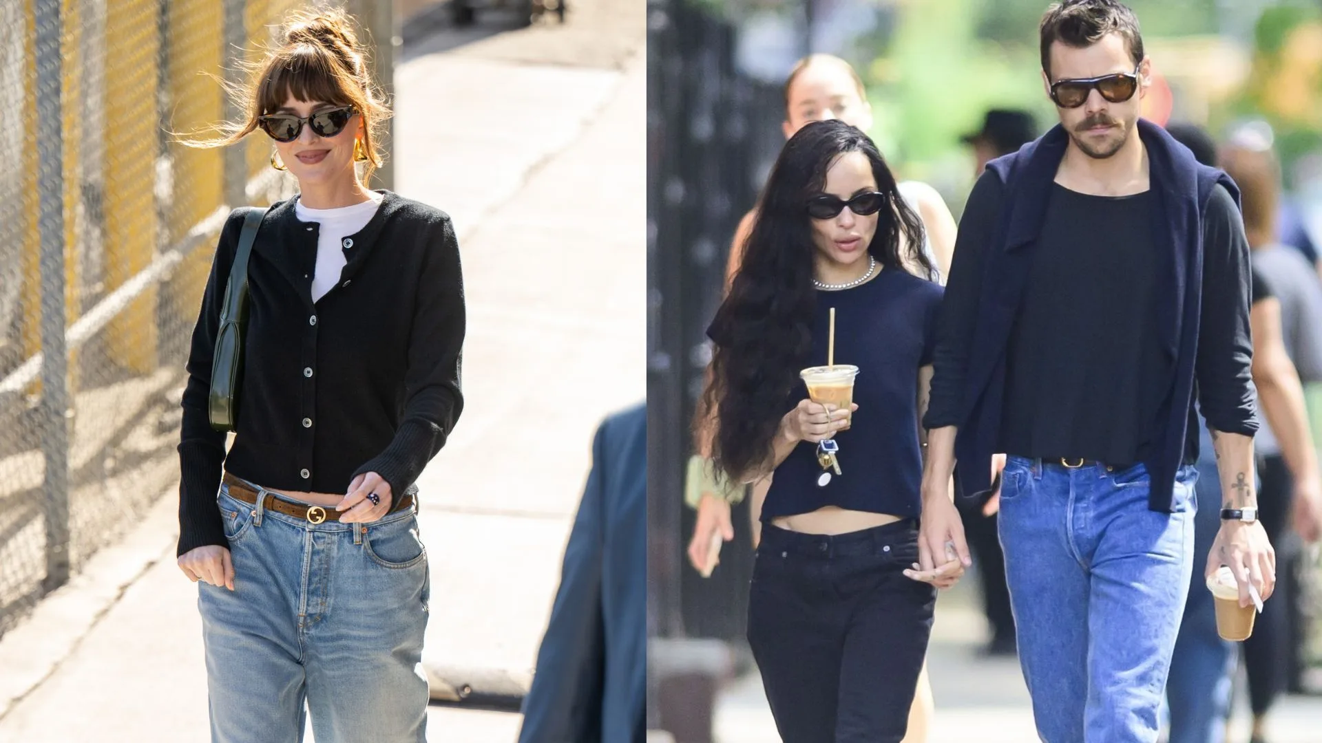 Dakota Johnson Harry Styles and Zoe Kravitz wearing baggy jeans