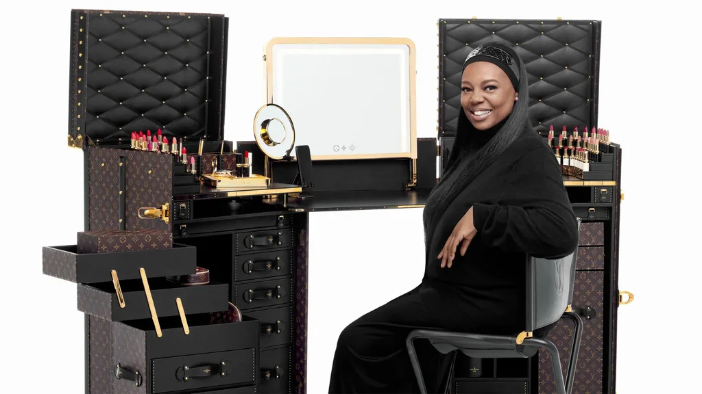 Pat McGrath with the Louis Vuitton La Beaute Makeup Station