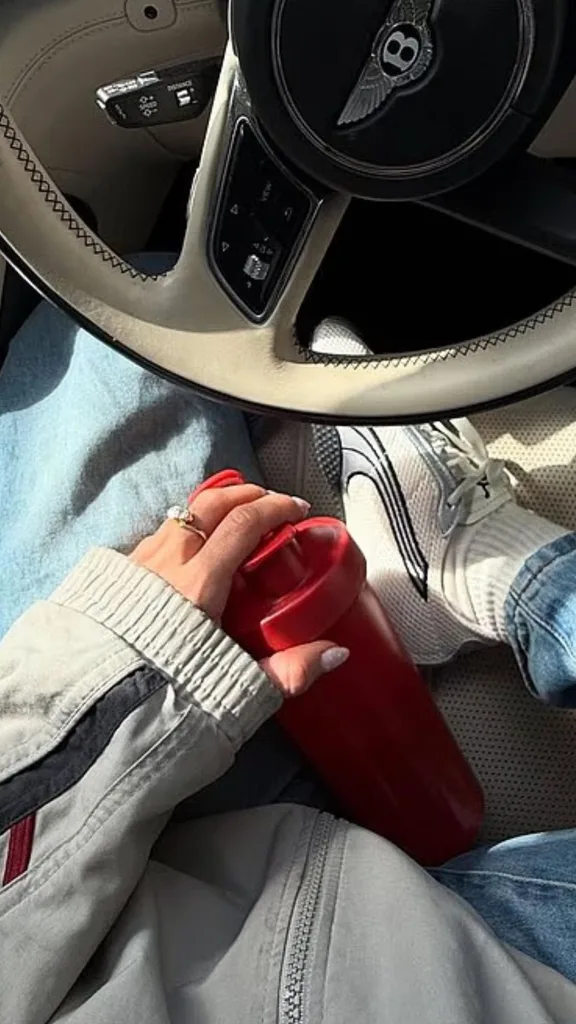 Tammy Hembrow shares a photo of her hand with a diamond ring on her middle finger to Instagram