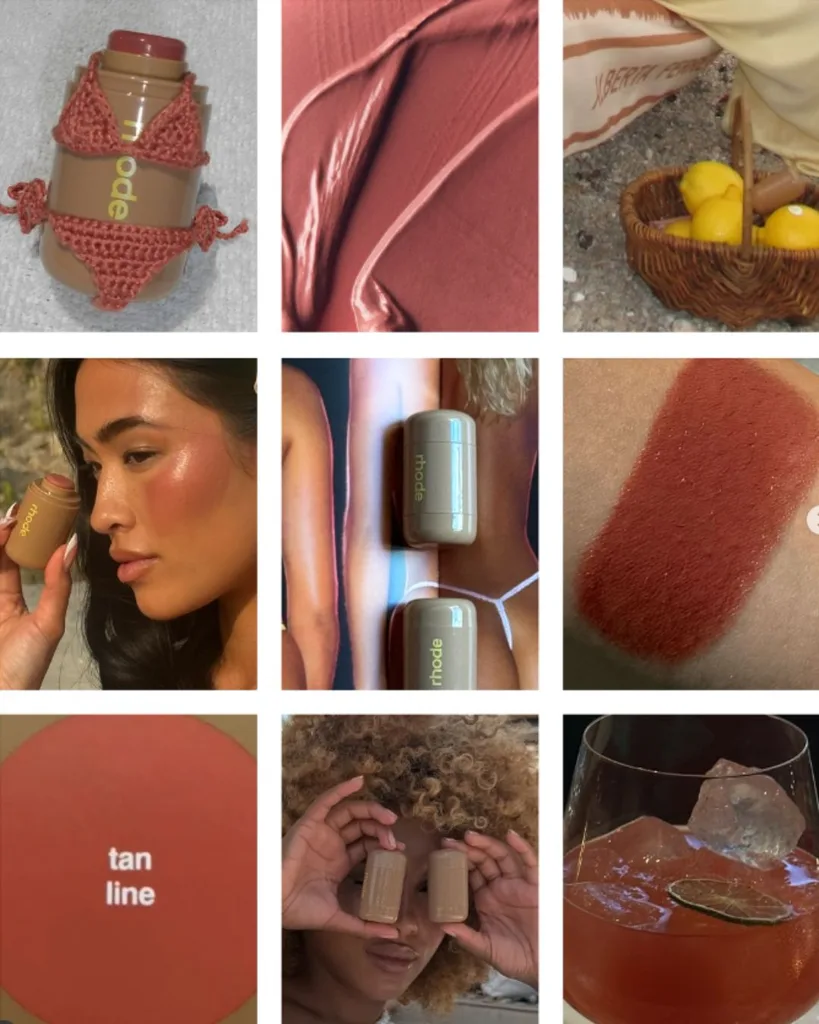 Tan line blush Imagery on Rhode Instagram