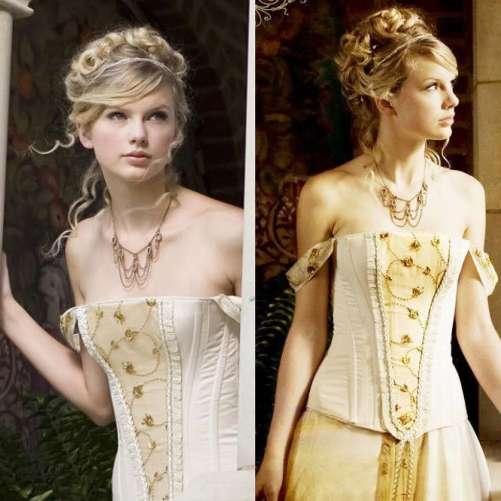 Taylor Swift in her love story medieval style wedding dress