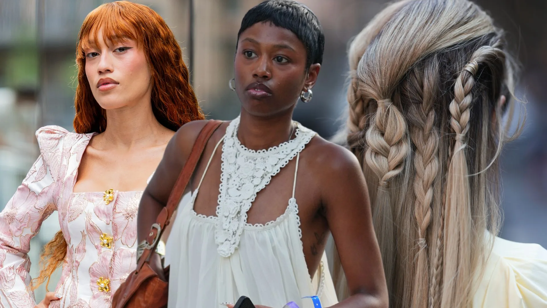 Attendees at New York fashion week wearing a variety of hair looks