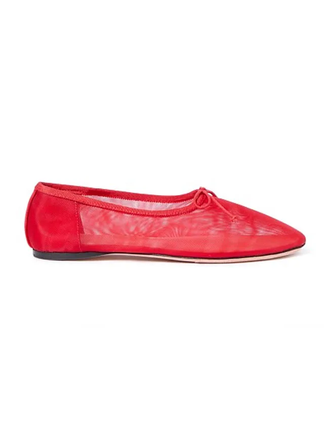 Red mesh ballet flat