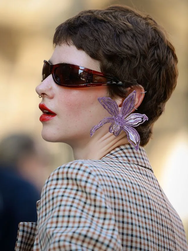 London Fashion Week guest with a mullet