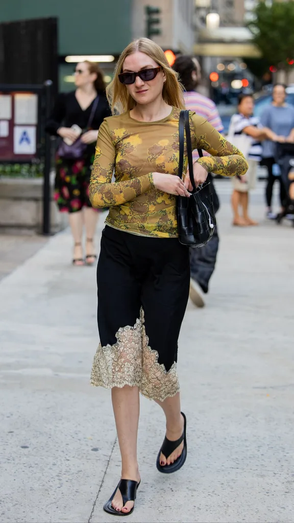 Guest at NYFW wears slip skirt
