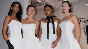 Models wearing wedding dresses