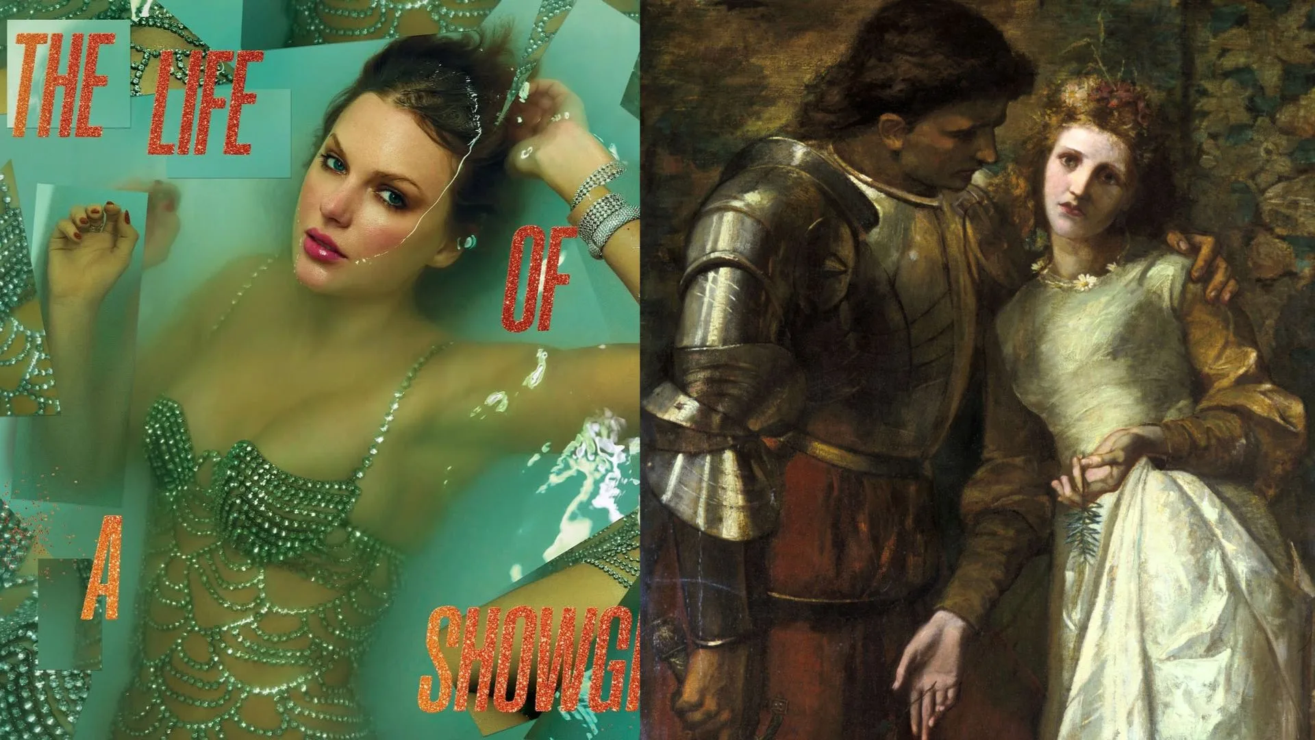 Taylor Swift's life of a showgirl album cover artwork with William Gorman Wills [Irish, 1828-1891] Ophelia and Laertes 1879 Oil on canvas. 