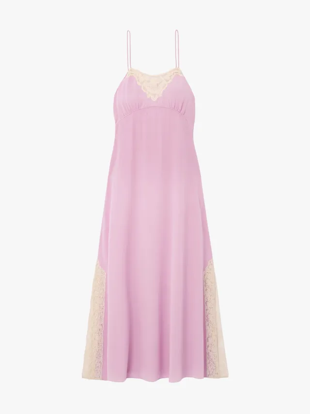 What To Buy Now_CHLOÉ Lace-Trimmed Silk Crepe De Chine Midi Dress