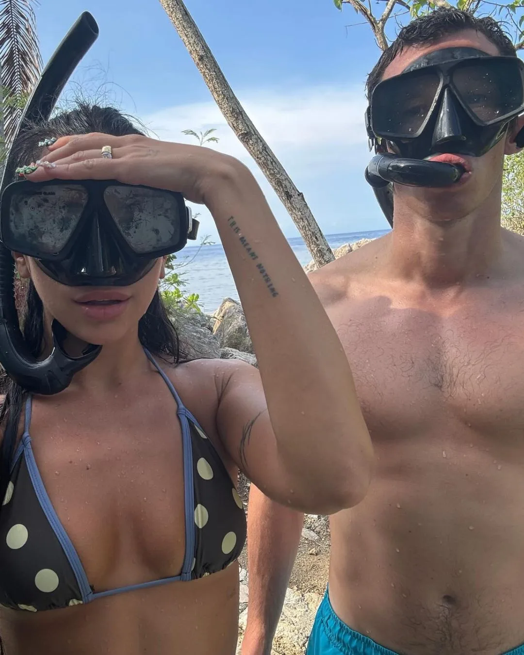 Dua Lipa and Callum Turner snorkelling 