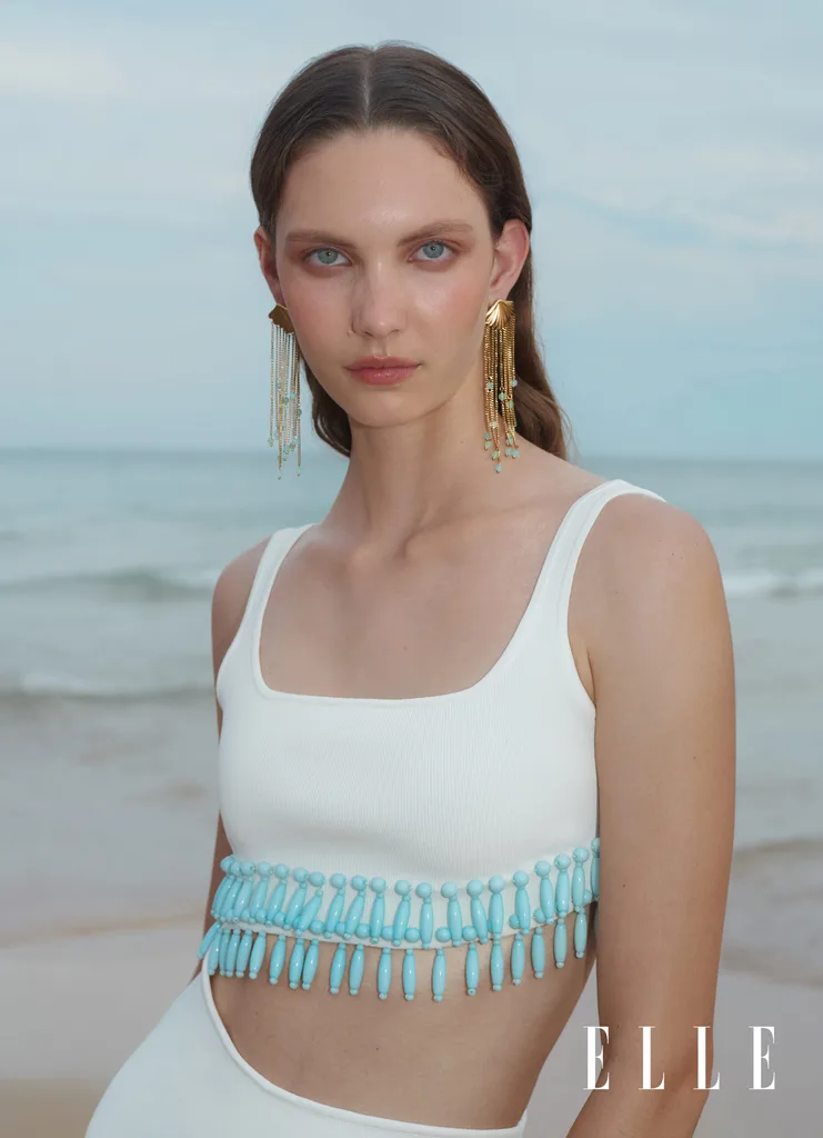 Darcy wearing Meshki for elle australia