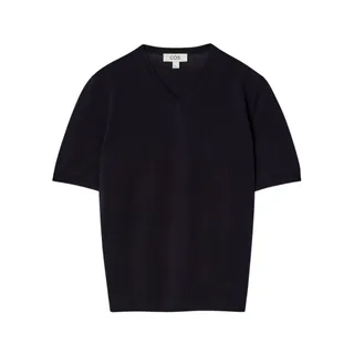 COS Knitted Cotton V-Neck T-Shirt