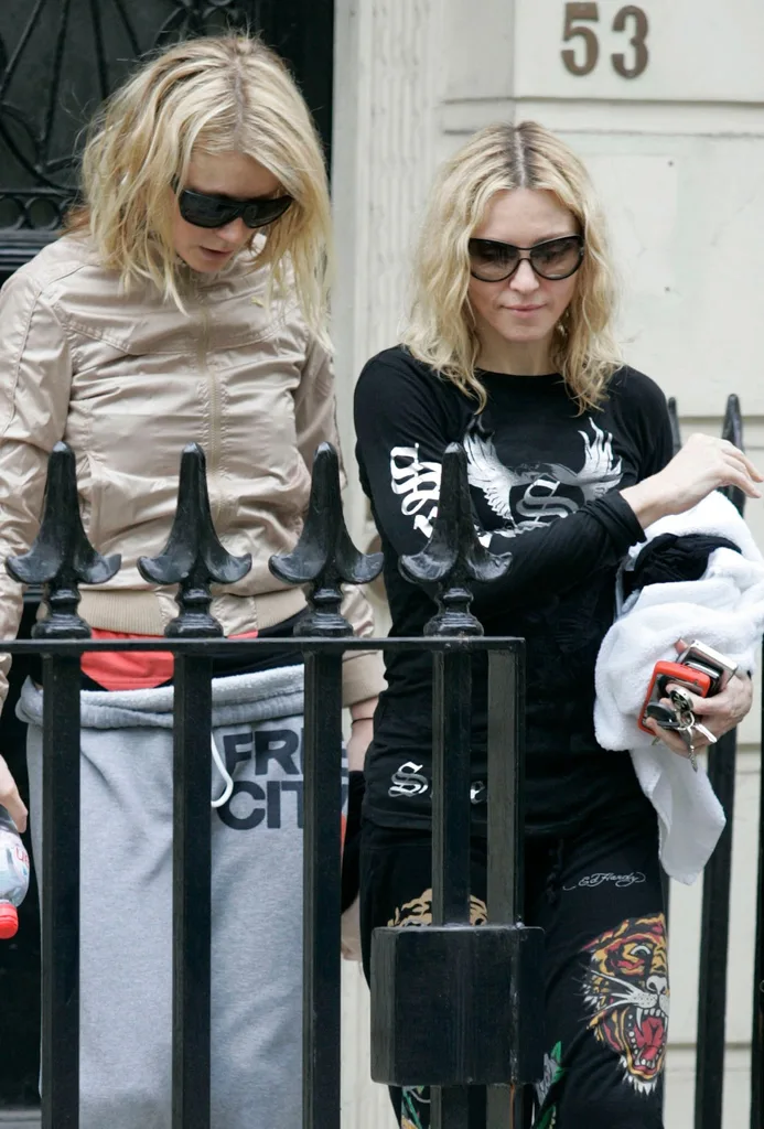 Gwyneth Paltrow and Madonna wearing their workout gear in 2007