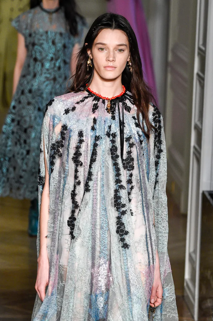 PARIS, FRANCE - MARCH 05: Leila Goldkuhl walks the runway during the Valentino show as part of the Paris Fashion Week Womenswear Fall/Winter 2017/2018 on March 5, 2017 in Paris, France. (Photo by Peter White/Getty Images)