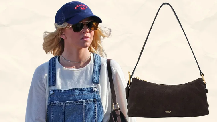Sydney Sweeney wearing the Oroton Cali