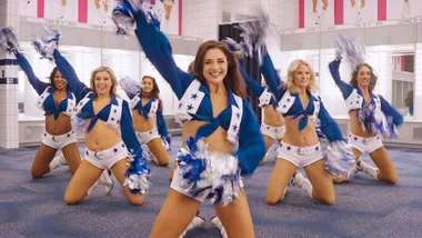 Reece Weaver leading a cheer in season 3