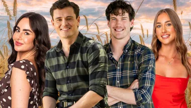 Farmer Alex and Farmer Zac in a field