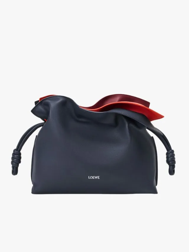 loewe flamenco bag in navy with red accents