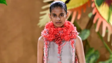 Bhavitha Mandava walks Matthieu Blazy's Chanel Fall 26 Haute Couture presentation