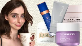Writer next to some of the moisturisers for dry skin she swears by including La Mer, Augustinus Bader, Mecca Cosmetica, Ole Henriksen and Rhode