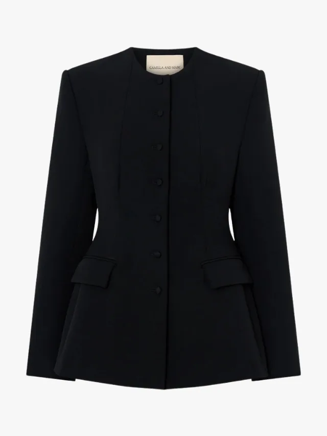 black collarless blazer from camilla and marc
