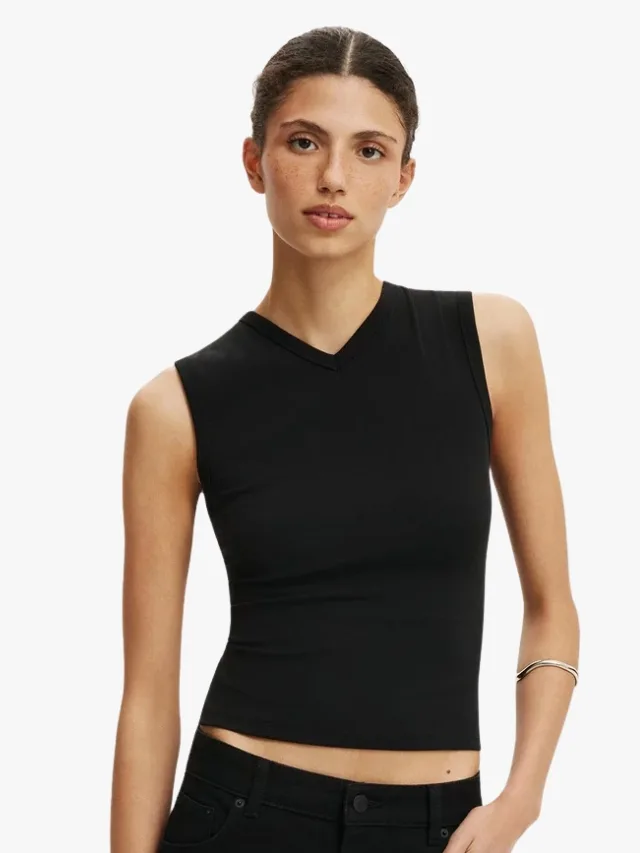 black tank top with v neck