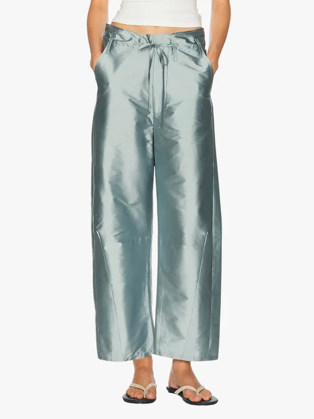 blue silk taffeta pants by chan luu