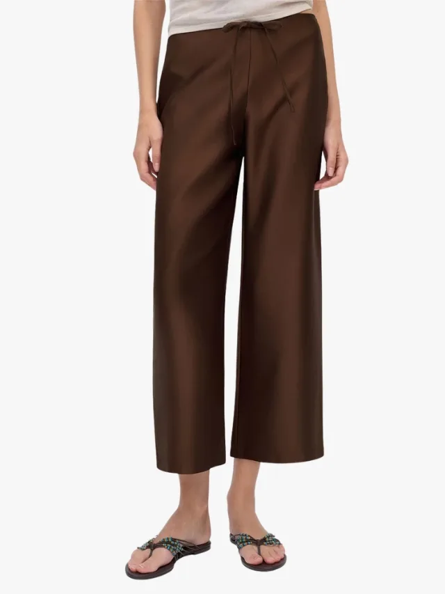Brown cropped taffeta pants Reformation