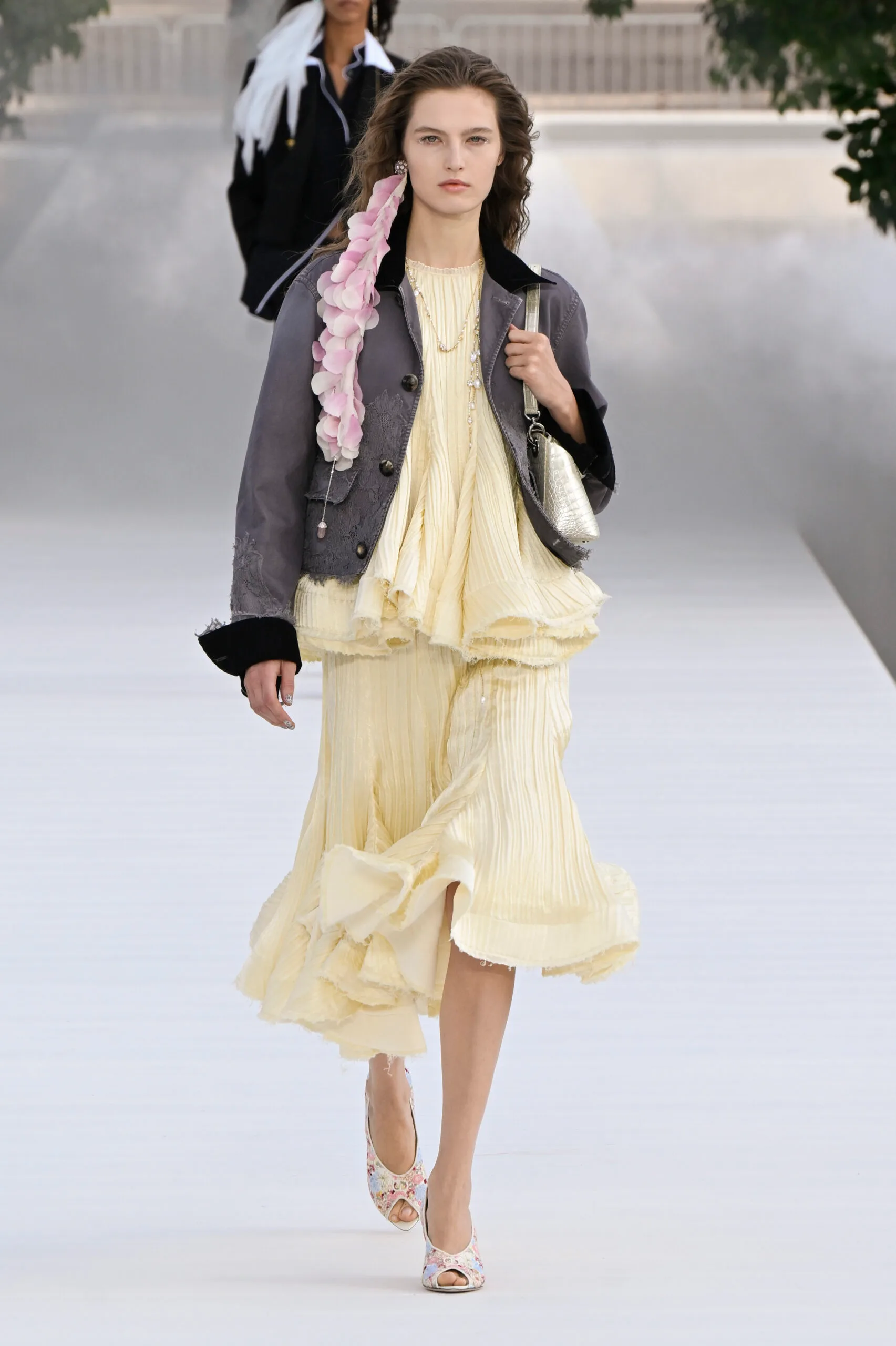 Model on the runway at the Christian Dior fashion show as a part of RTW Spring/Summer 2027 fashion week held at Bassin de l'Octogone on September 29, 2026 in Paris, France. (Photo by Giovanni Giannoni/WWD via Getty Images)