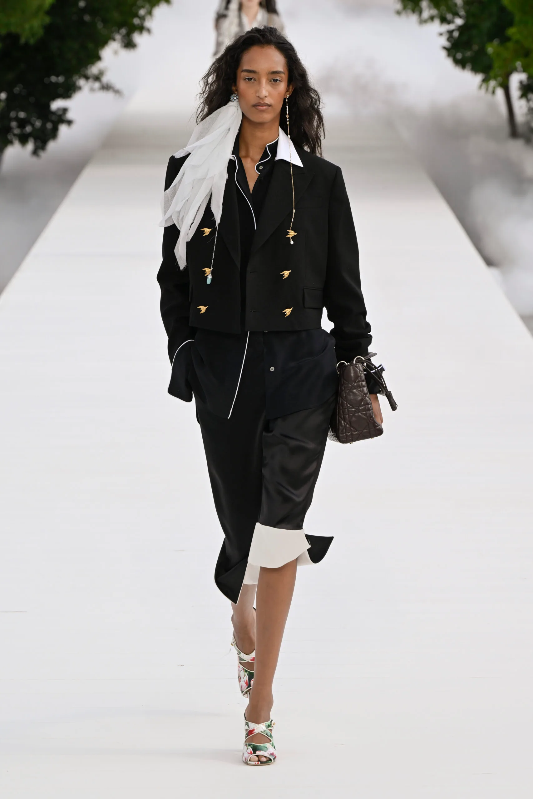 Model on the runway at the Christian Dior fashion show as a part of RTW Spring/Summer 2027 fashion week held at Bassin de l'Octogone on September 29, 2026 in Paris, France. (Photo by Giovanni Giannoni/WWD via Getty Images)