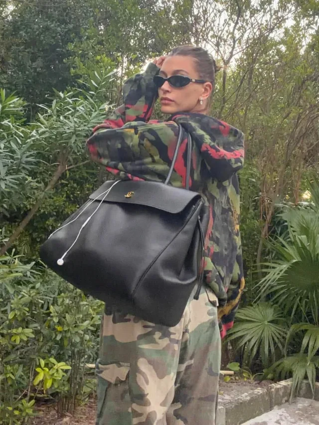 Hailey Bieber carrying an oversized Chanel tote bag