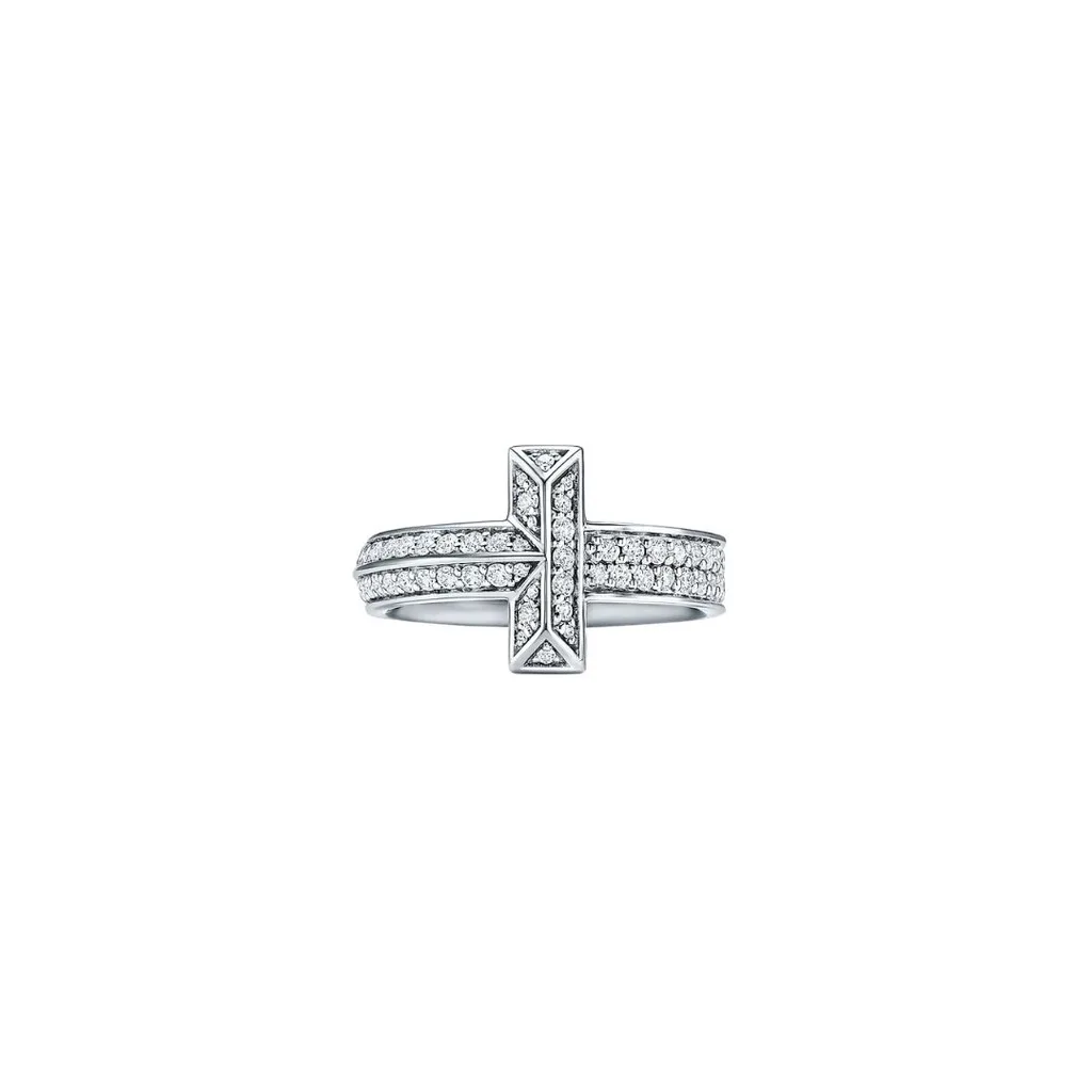 Tiffany T1 ring in white gold with diamonds