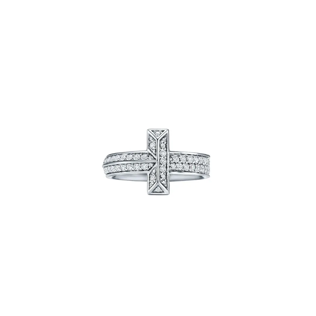 Tiffany T1 ring in white gold with diamonds