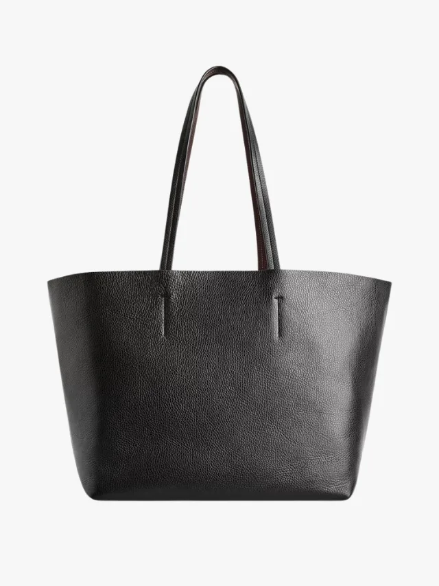 Cos oversized large work tote bag in black leather