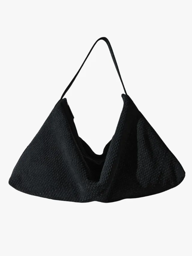 St Agni black woven suede tote bag