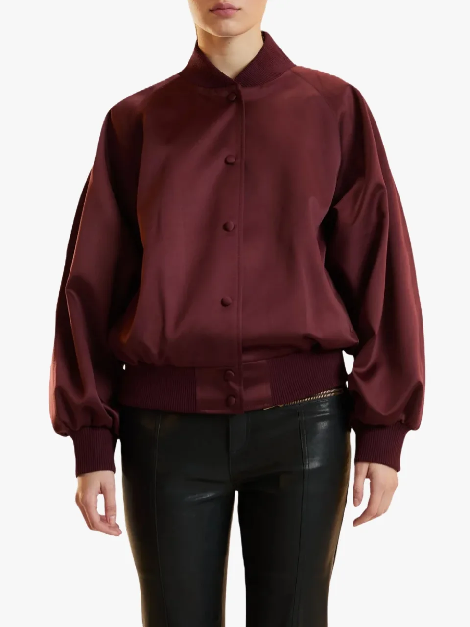 Cynthia Rowley Satin Bomber Jacket