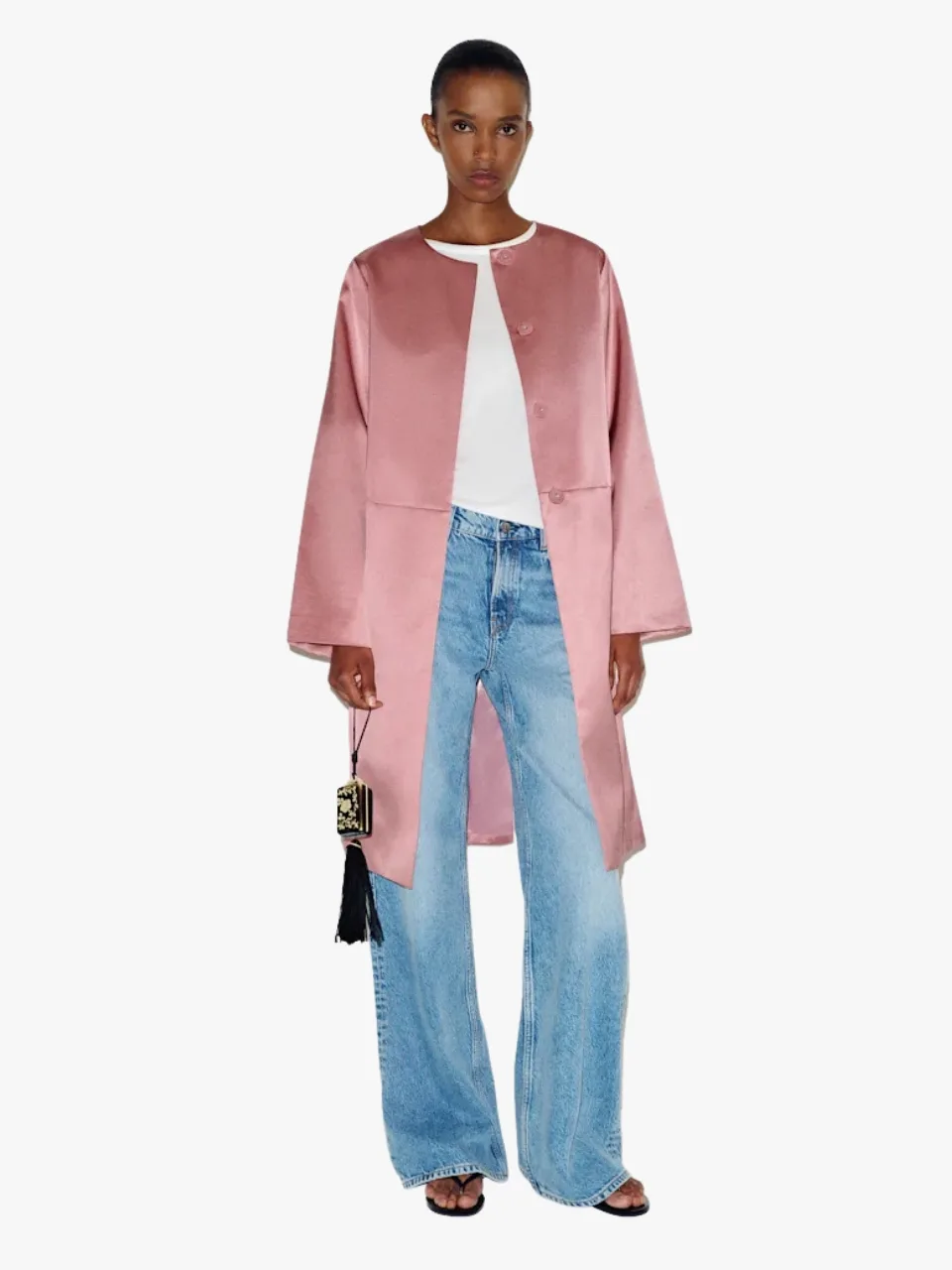 Reformation Pink Stella Satin Coat