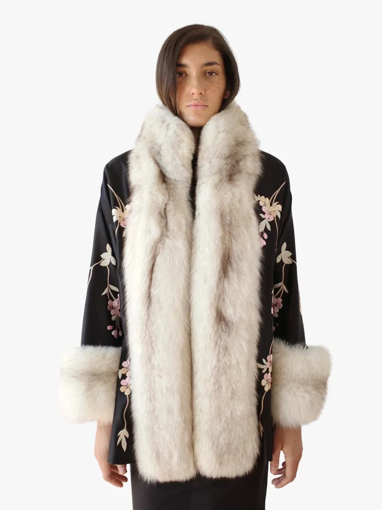 Conner Ives Demi Couture Reconstituted Vintage Fur and Silk Robe