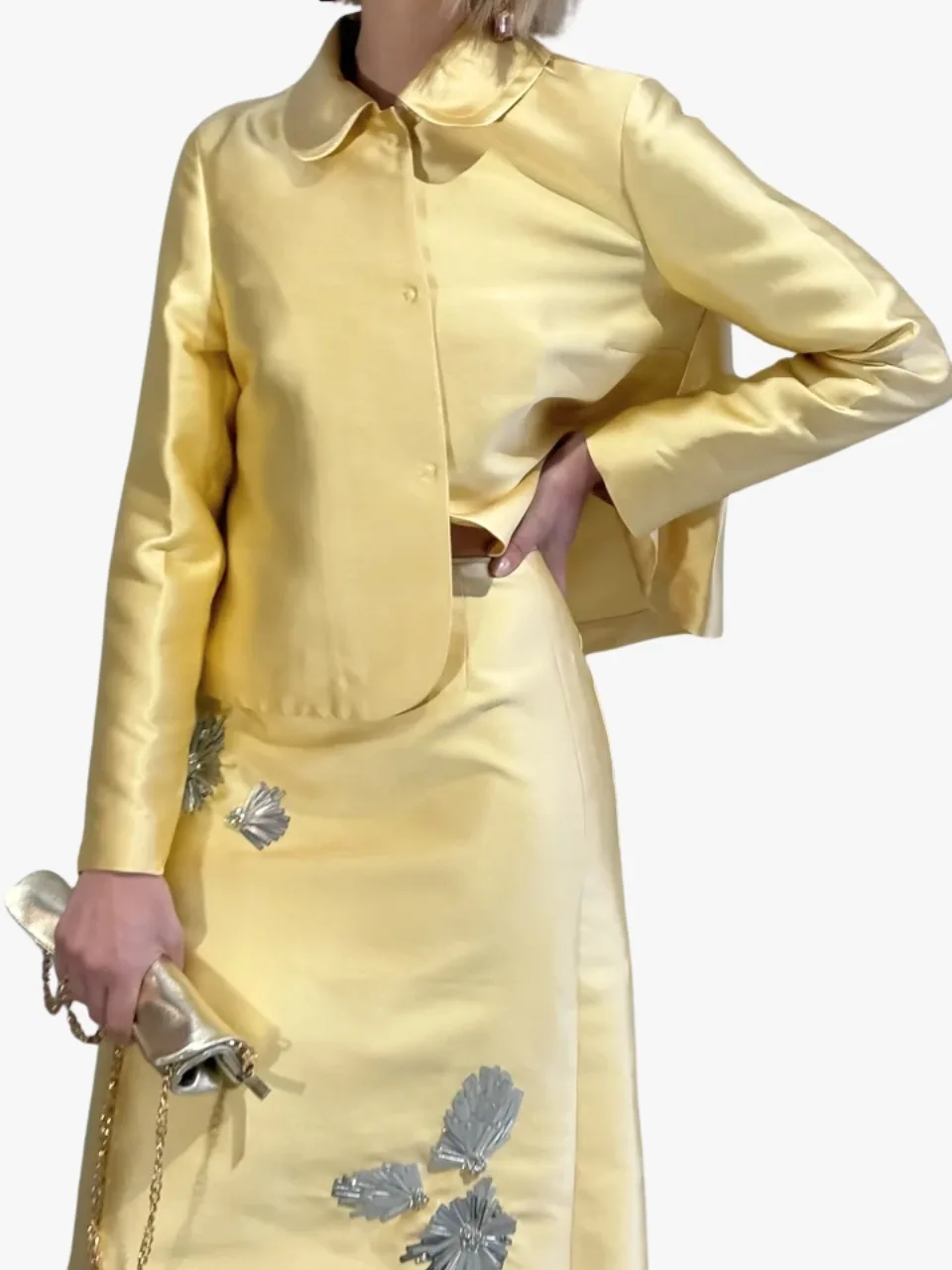 Yellow duchesse satin jacket by Beatrice B