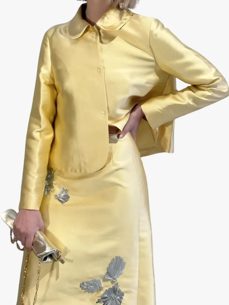 Yellow duchesse satin jacket by Beatrice B